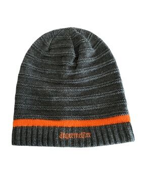 Jagermeister Dark Gray Knit Beanie with Orange Accent